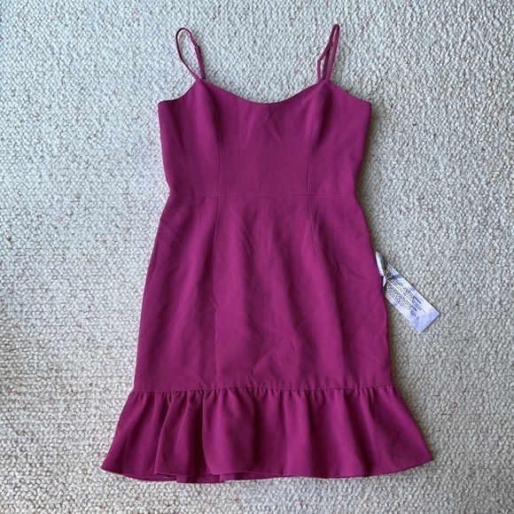 Dress the Population Mira Ruffle Hem Hibiscus Pink Dress Medium - Picture 5 of 13